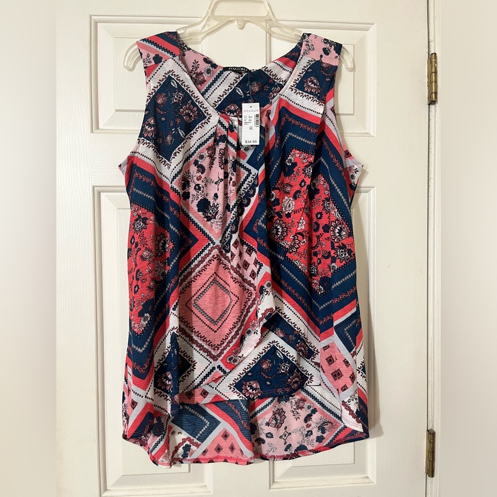 Dressbarn, Roz and Ali, Sleeveless, Halter Neckline, Tunic top, Size XL